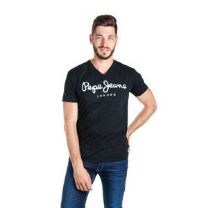 Pepe Jeans pánské černé tričko s výstřihem do V - XL (999BLAC)